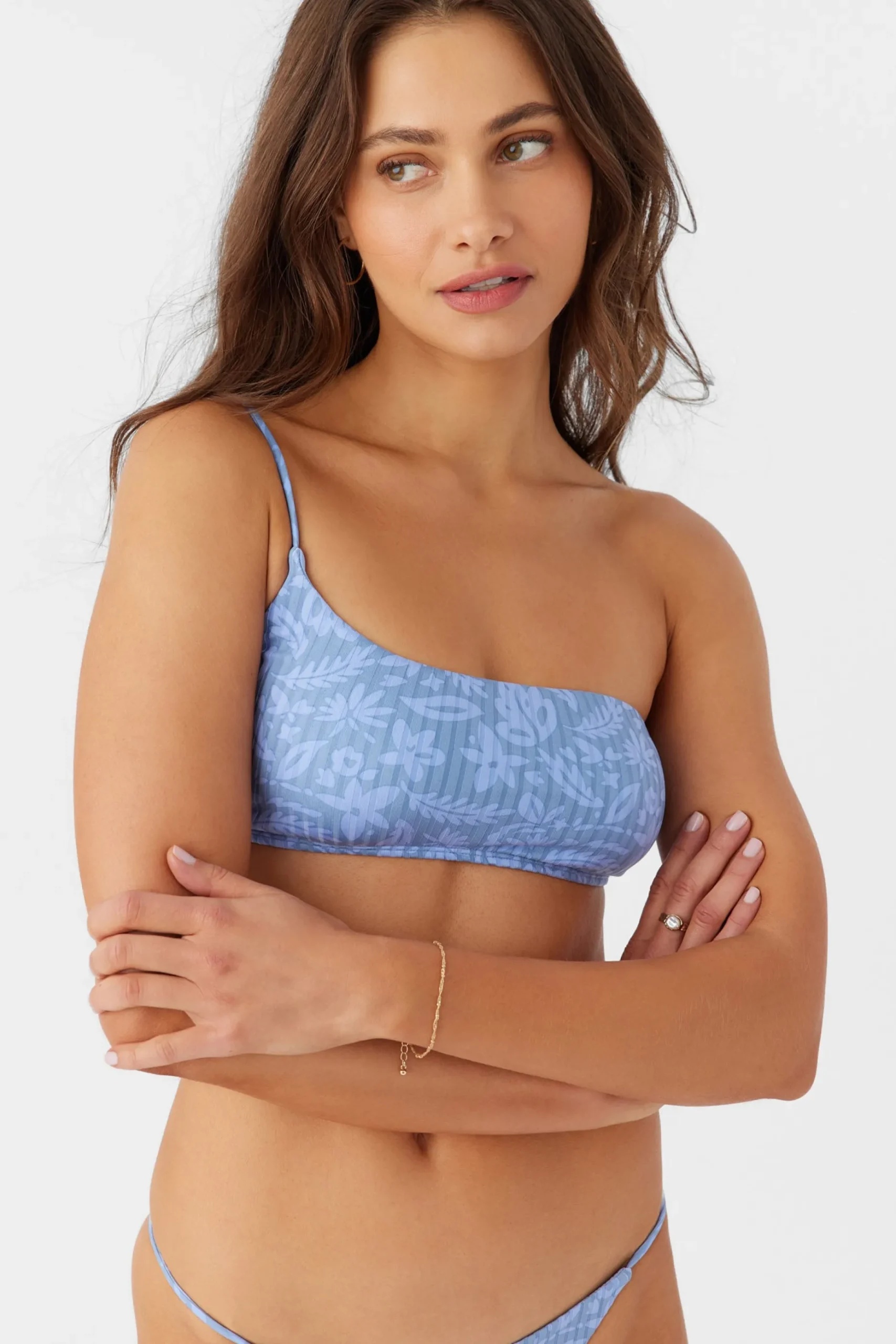 ATLANTIC PALM WIDE RIB SEAL BEACH ONE SHOULDER TOP