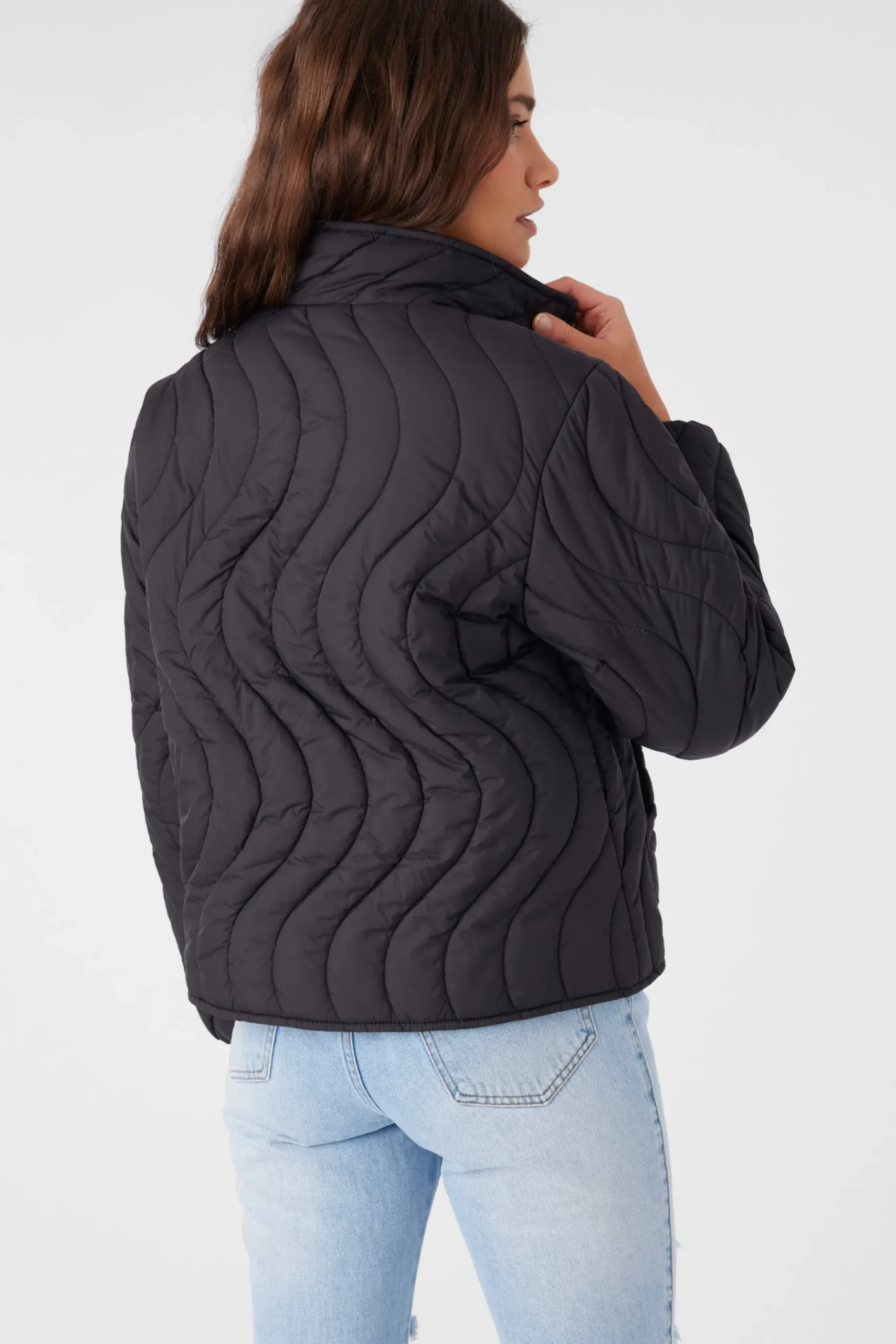 EDEN NYLON WAVE QUILTED ZIP JACKET