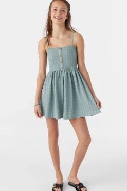 GIRL'S SHAENA SMOCKED TEXTURED KNIT DRESS