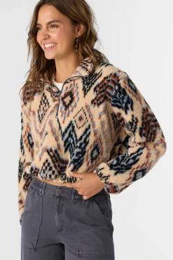 KACEY PALMER PRINT HIGH PILE FLEECE PULLOVER