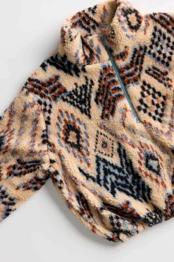 KACEY PALMER PRINT HIGH PILE FLEECE PULLOVER