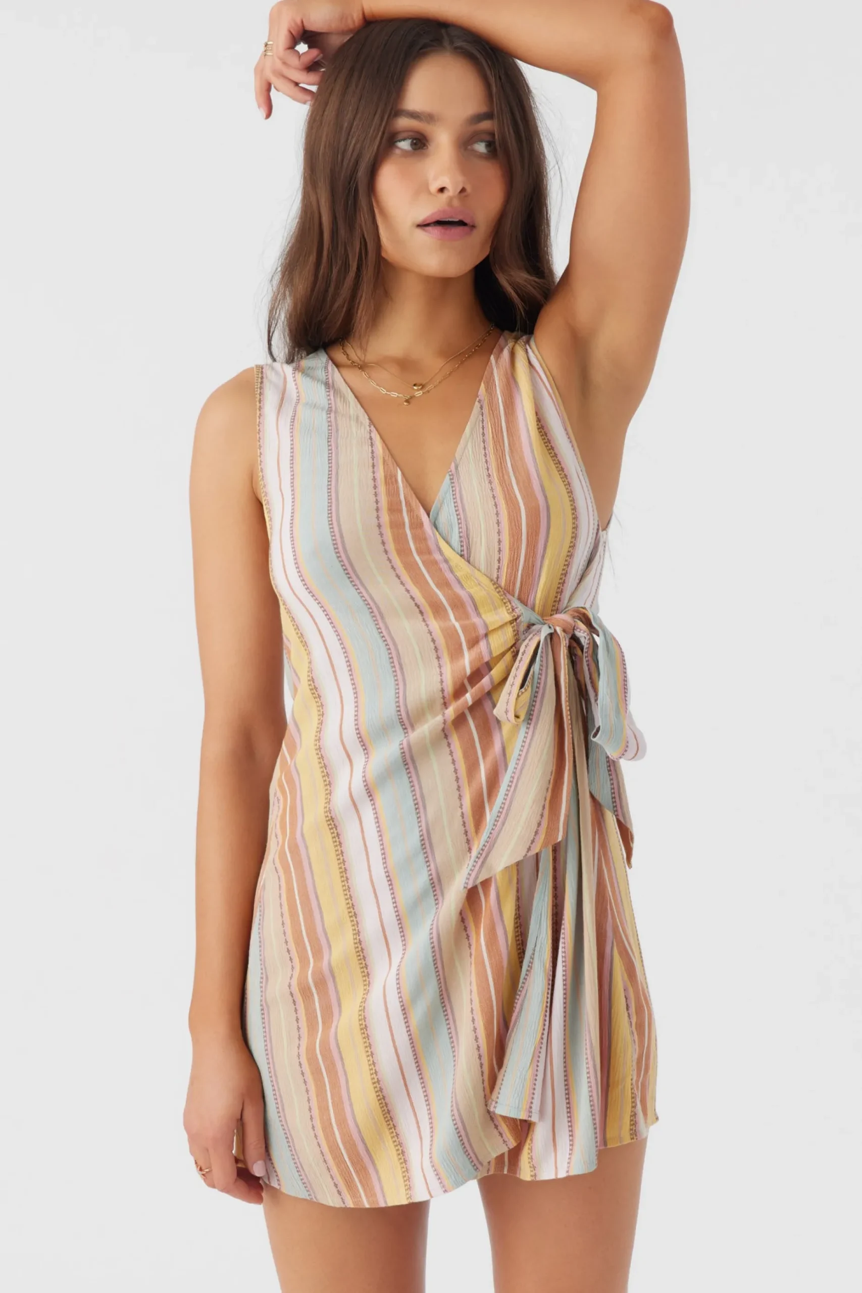 MAIZIE STRIPE WRAP MINI DRESS