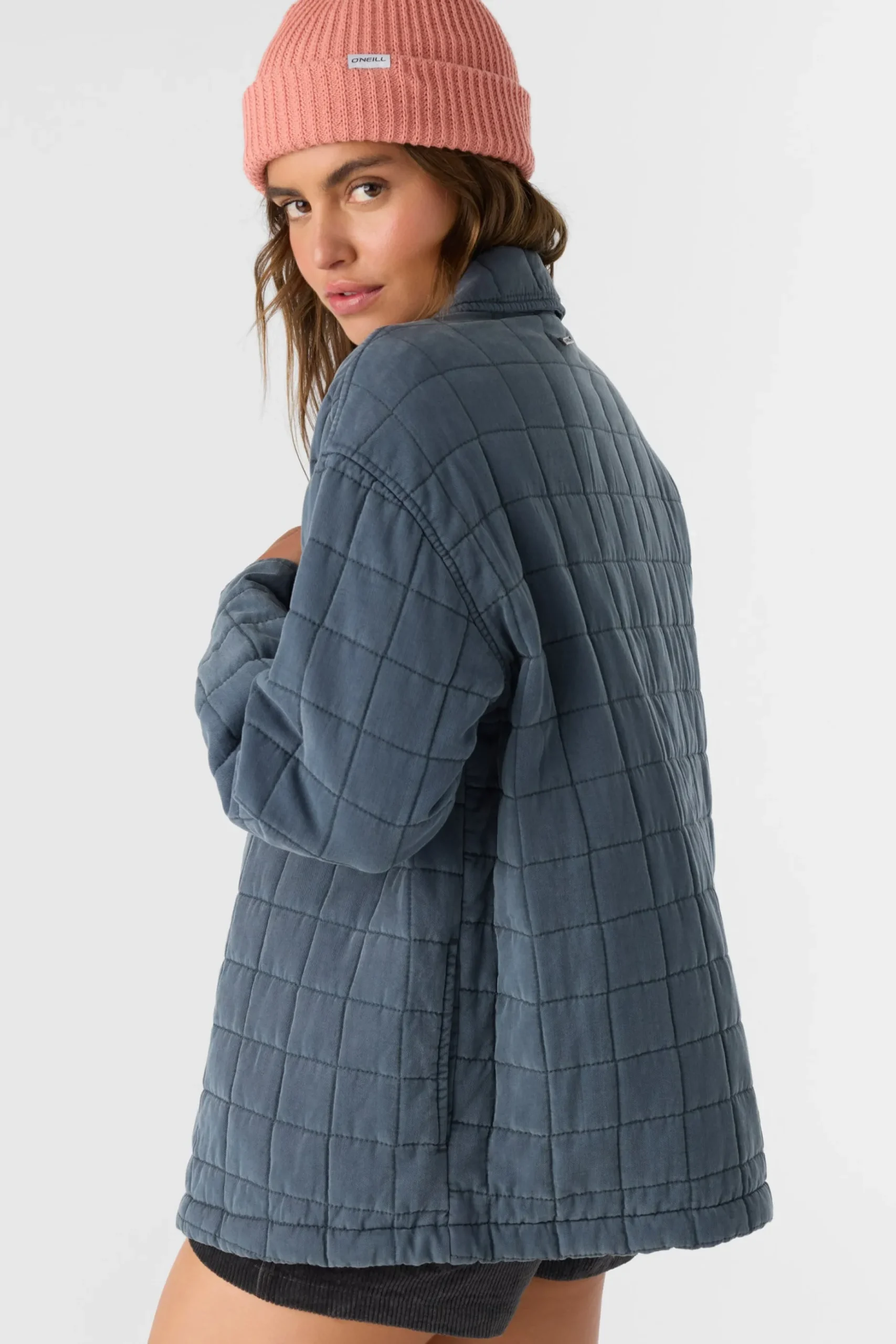 RYA QUILTED OVERSIZED FIT SNAP FRONT JACKET