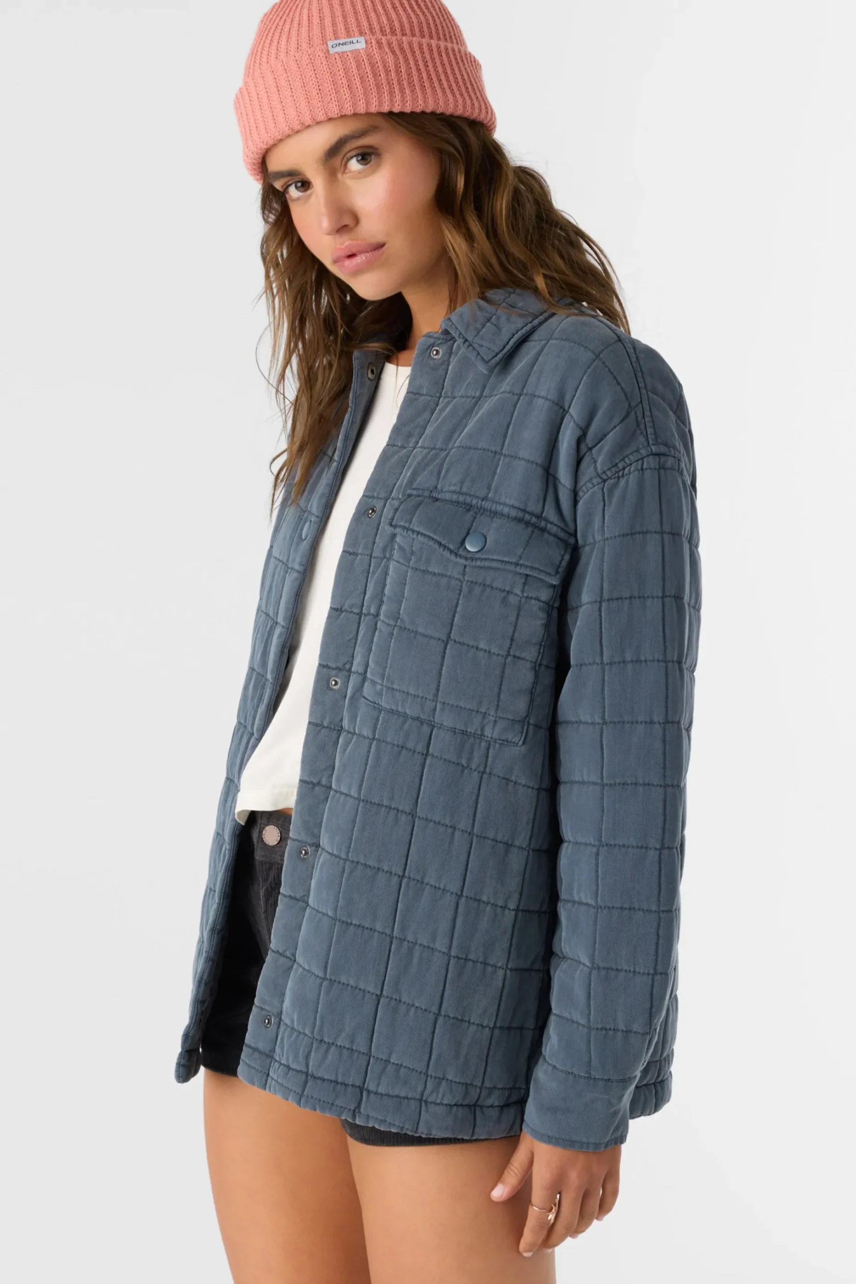 RYA QUILTED OVERSIZED FIT SNAP FRONT JACKET